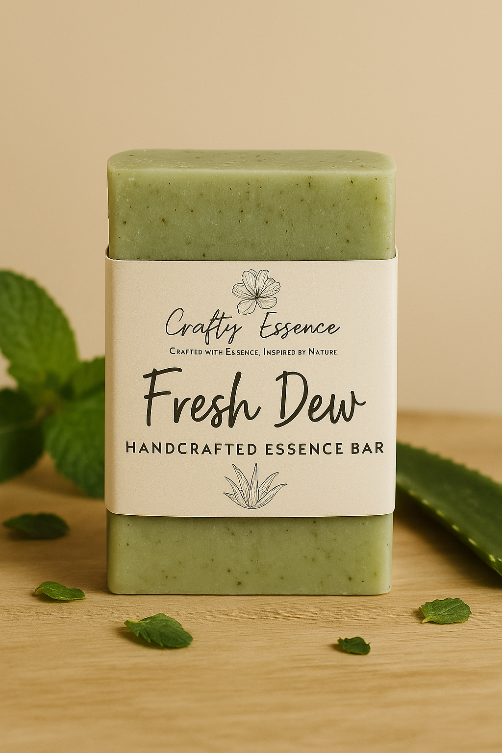 Handmade nut-free Fresh Dew soap bar by Crafty Essence with clean, fresh design